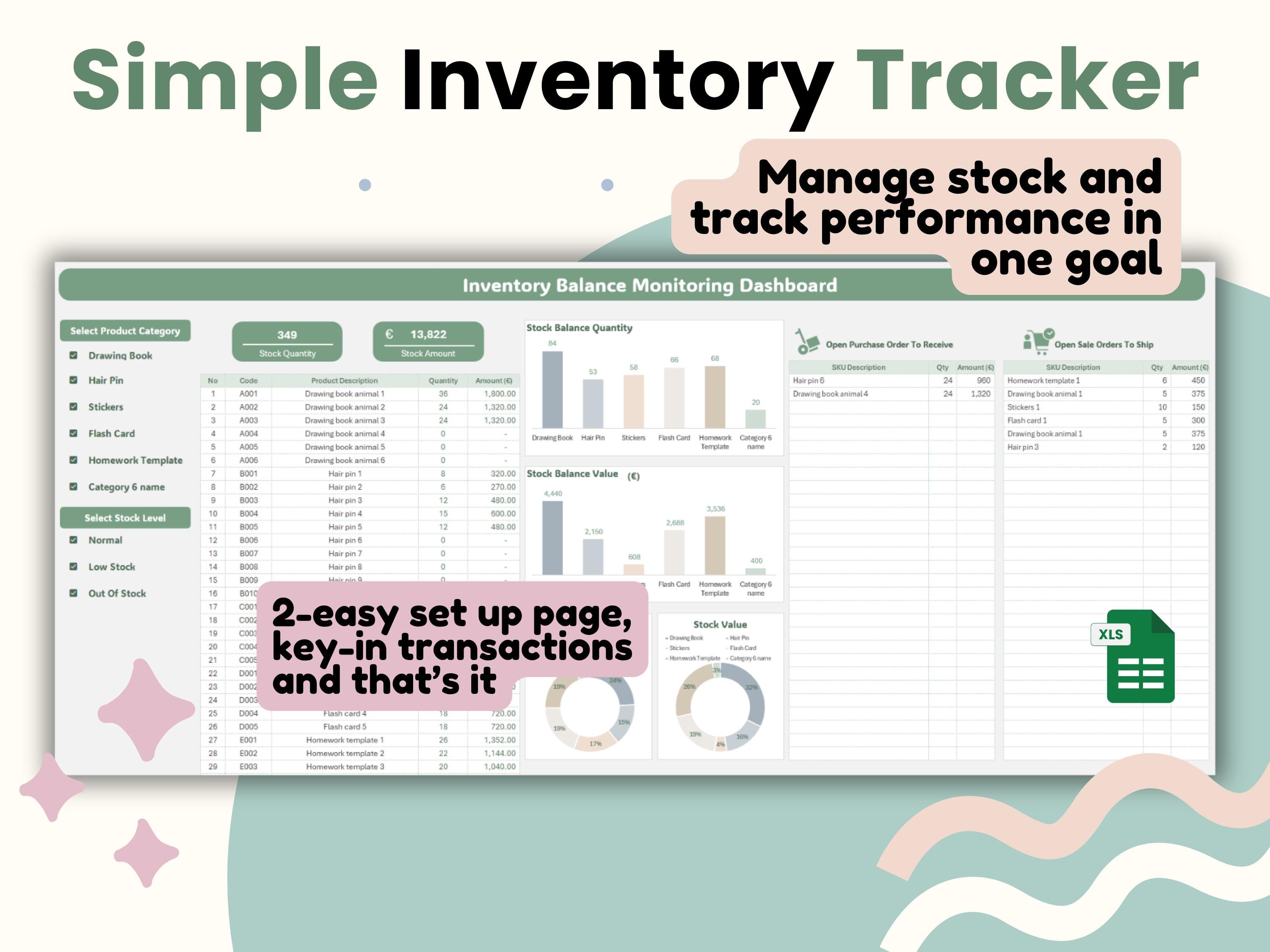 Inventory Tracker Excel Template | Easy Stock Management and Sales ...
