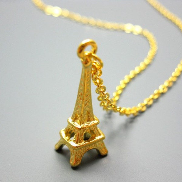 Eiffel Tower Necklace - i love paris france europe travel holiday trip golden pendant romantic jewellery cute jewelry szeya designs