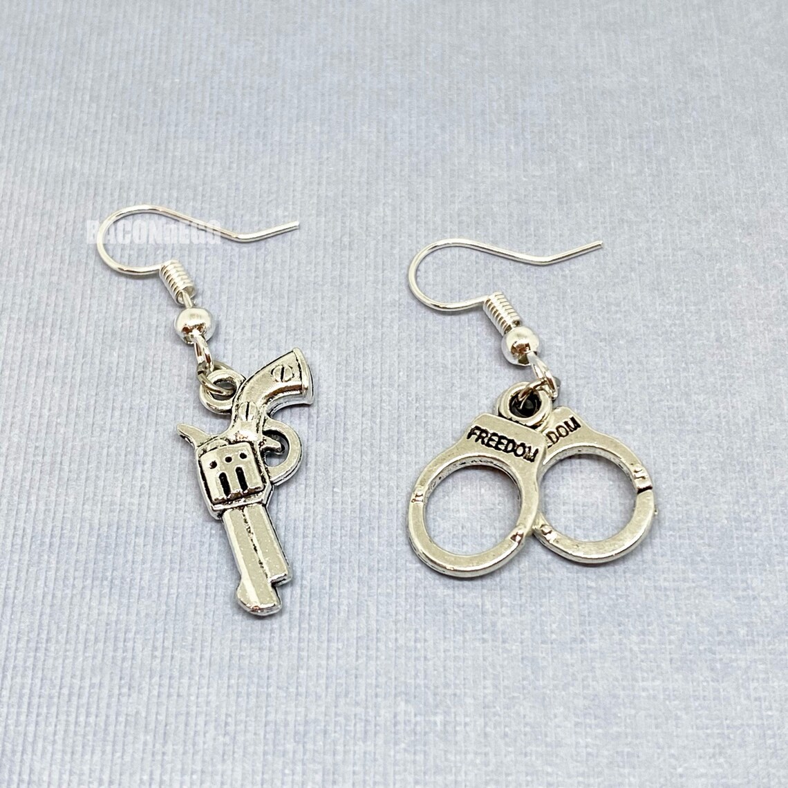 Gun and Handcuffs Earrings Etsy