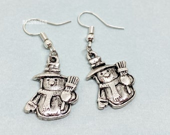 Silver Snowman Earrings