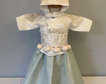 Girl A Hanbok Rental | Mint & Ivory 100 Days Hanbok | Korean Girl Baekil Outfit | Elegant Traditional Korean Dress | Baekil Sign | Size 100
