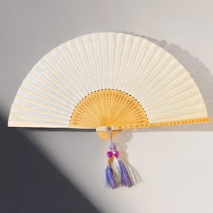 Elegant Korean Traditional Folding Fan with Bamboo Frame, Hanji Paper, Tassel, Cultural Gift, Asian Decor, Collectible Fan, Gift Wrap