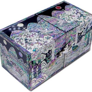 Korean Mother of Pearl Jewelry Box, Handmade Lacquer Storage Chest, Korean Traditional Crafts, Traditional Irworobongdo Design, Unique Gift