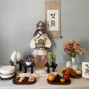 Fall Themed Korean Doljanchi Table Rental, First Birthday Party Decoration Personalized Calligraphy 100 Days Party, Baekil, Dohljabi, Hanbok