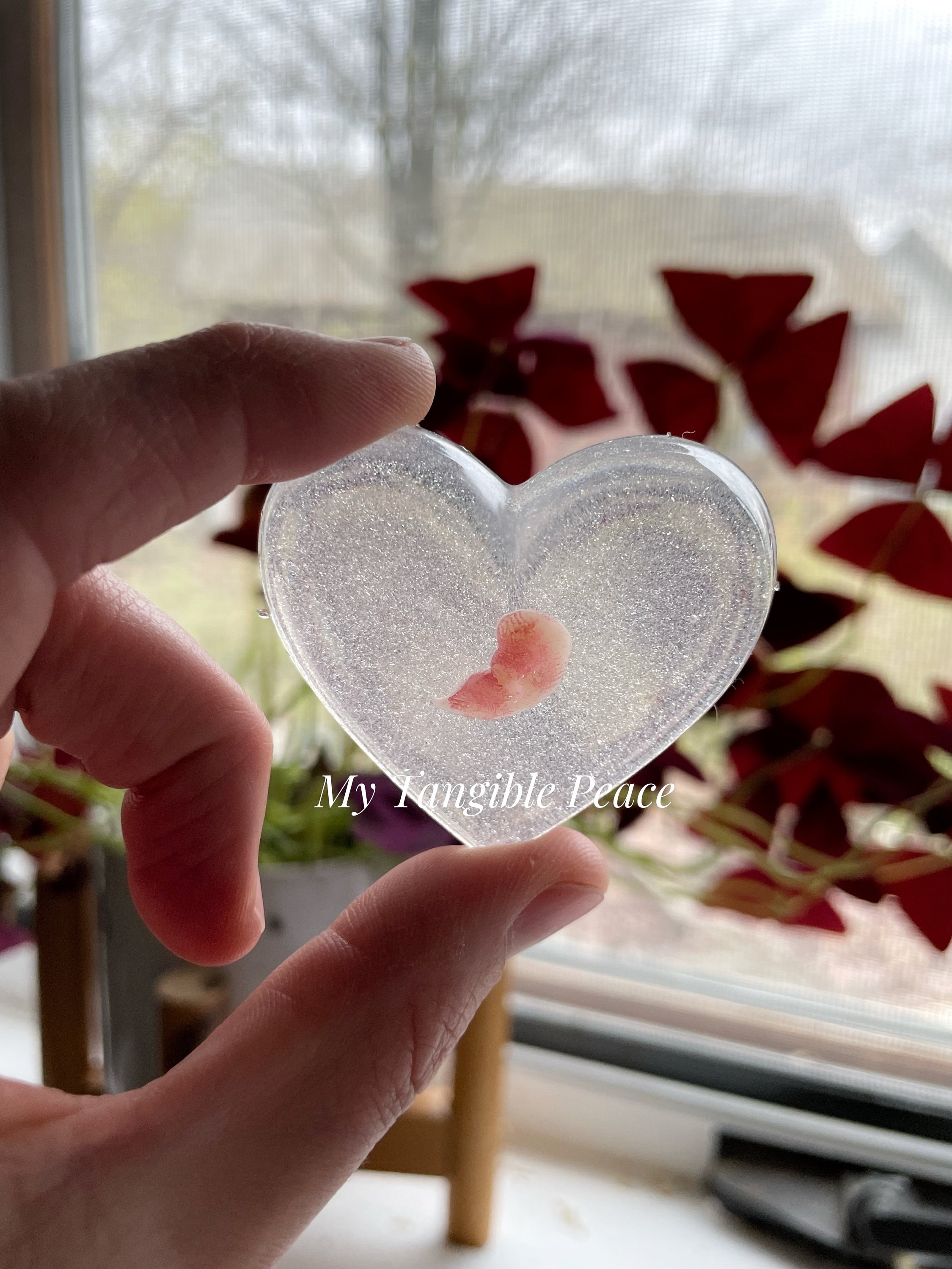 READY TO SHIP  7 Week Gestation Embryo, Memorial/Honor Sculpture cast in resin heart - baby loss, miscarriage, keepsake