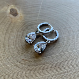 Princess of Wales Style Diamond Teardrop Hoops