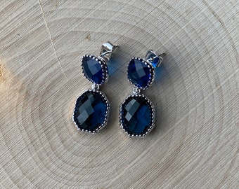 Pendientes azul real estilo princesa de Gales