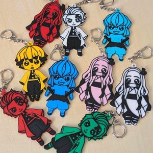 Nezuko Tanjiro Inosuke Zenitsu Keychain |  Demon Slayer Chibi 3D Print | Custom Color Anime Gift | Discounted Sets