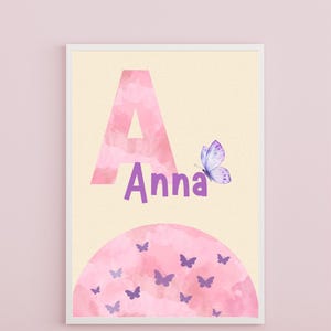 Digital print Alphabet letter name poster Personalized print Cheeky colorful nursery Custom Initial Playroom Art