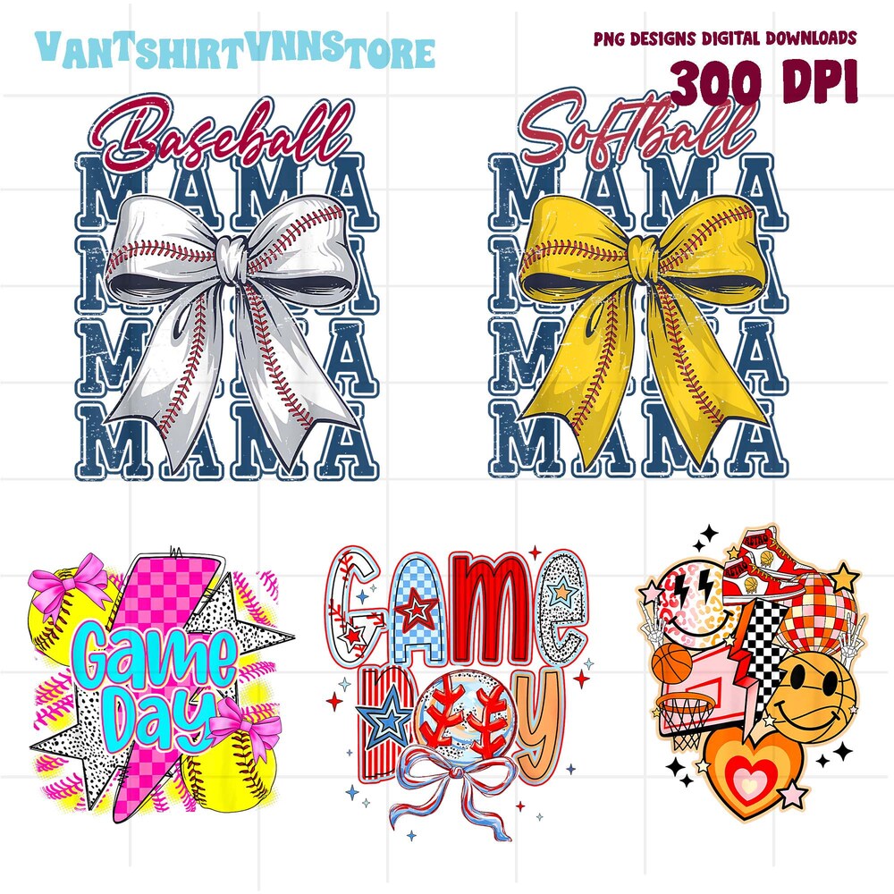 Peckshirt Custom Baseball Png, Game Day Baseball Coquette Png, Basketball Bow Png, Baseball Mama Png, Baseball Mom Png, Brushstroke Baseball Png