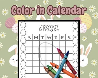 Color Your Month: Reusable APRIL COLOR-IN Calendar with Easter Egg Fun!