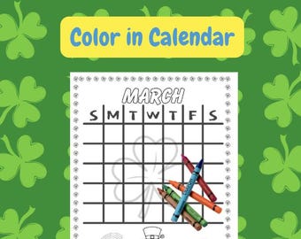 Color Your Month: MARCH into FUN Reusable St. Patrick’s Day Color-In Calendar