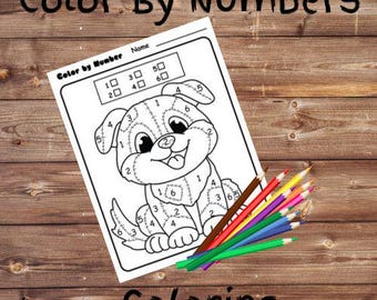 Color by Number with Patches Puppy - Choose Your Own Colors - PDF Printable