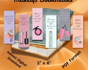 Makeup Bookmarks Set: Chic Girly Book Lover Gifts (Digital Download)