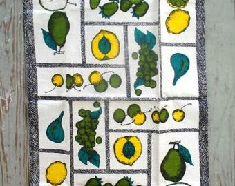 Vintage Tea Towel ~ Fruits & Vegies ~ Kitchen Towel ~ Dish Towel ~ Greens ~ NWT ~ Imperial Linen