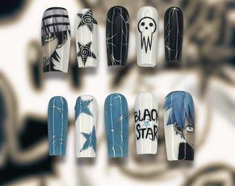 Uñas postizas de Soul Eater / Cosplay de anime, acrílico sintético