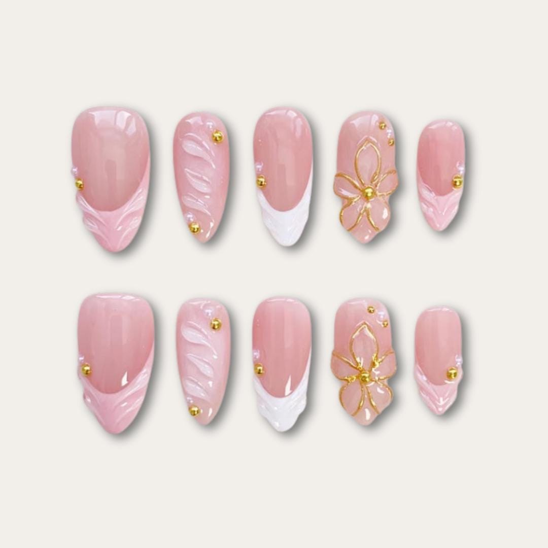 Pink Coquette Press on Nails | 3D Sculpted Ribbon Fake Nails ...
