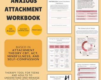 Anxious Attachment Workbook | 30 Page Healing Guide for Self-Worth, Secure Attachment & Relationship Anxiety | Digital PDF Therapy Resource