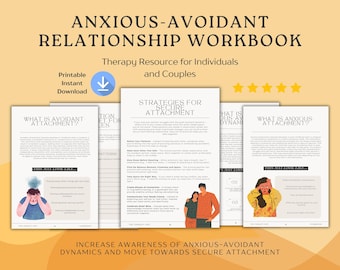 Therapy Attachment Style Anxious-Avoidant Workbook for Individuals and Couples, Tools for Therapists, Counsellors, Mental Health, Digital
