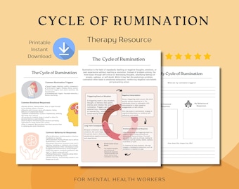 Cycle of Rumination Handout | CBT Therapy Worksheet | Cognitive Distortions, Overthinking, Mental Health Printable, Psychoeducation PDF