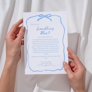 Willst du mein etwas Blaues sein Karte Canva Vorlage, Druck, Hochzeit, Schleife, Schwester, Alt Neu Geborhen, Brautjungfer, Mutter, Bruder, Freund