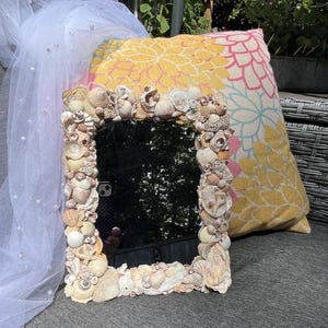Beach Decor Seashell  mirror, Nautical Decor, Coastal Decor Shell mirror, Coastal Decor Beach