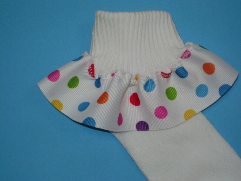 Colorful Polka Dots Ribbon Ruffle Socks