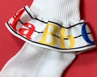 A B C Ribbon Ruffle Socks Back to School