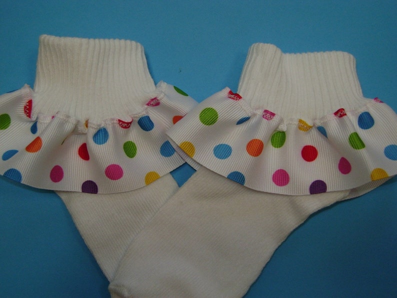 Colorful Polka Dots Ribbon Ruffle Socks