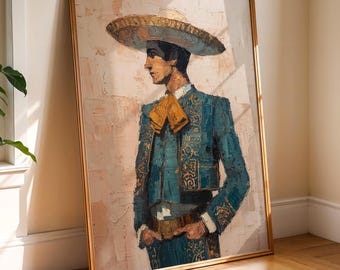 Quiet Strength Charro Portrait Wall Art | Warm Mexican Heritage Home Decor | Traditional Mariachi Figure Printable Art