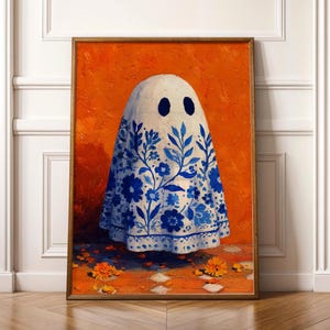 Talavera Ghost Print: Mexican Folk Art Halloween Decor (Digital Download)