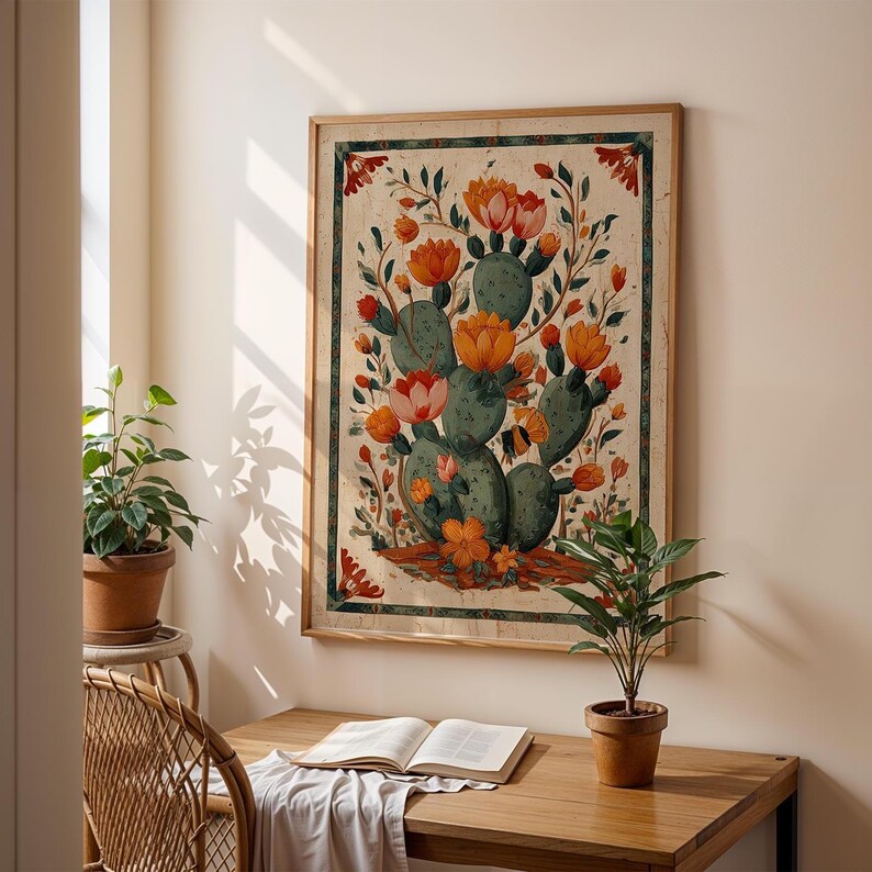 Mexican Cactus Wall Art Digital Download Desert Floral Print Prickly ...