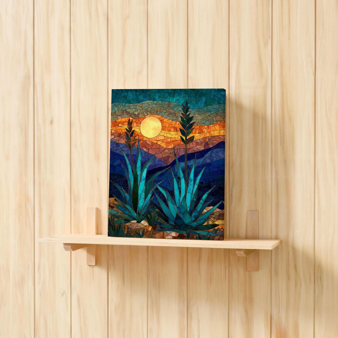 Mexican Agave Wall Art Canvas | Southwestern Desert Sunrise Decor ...