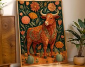 Mexican Folk Art Taurus Print: Astrology Decor (Digital Download)