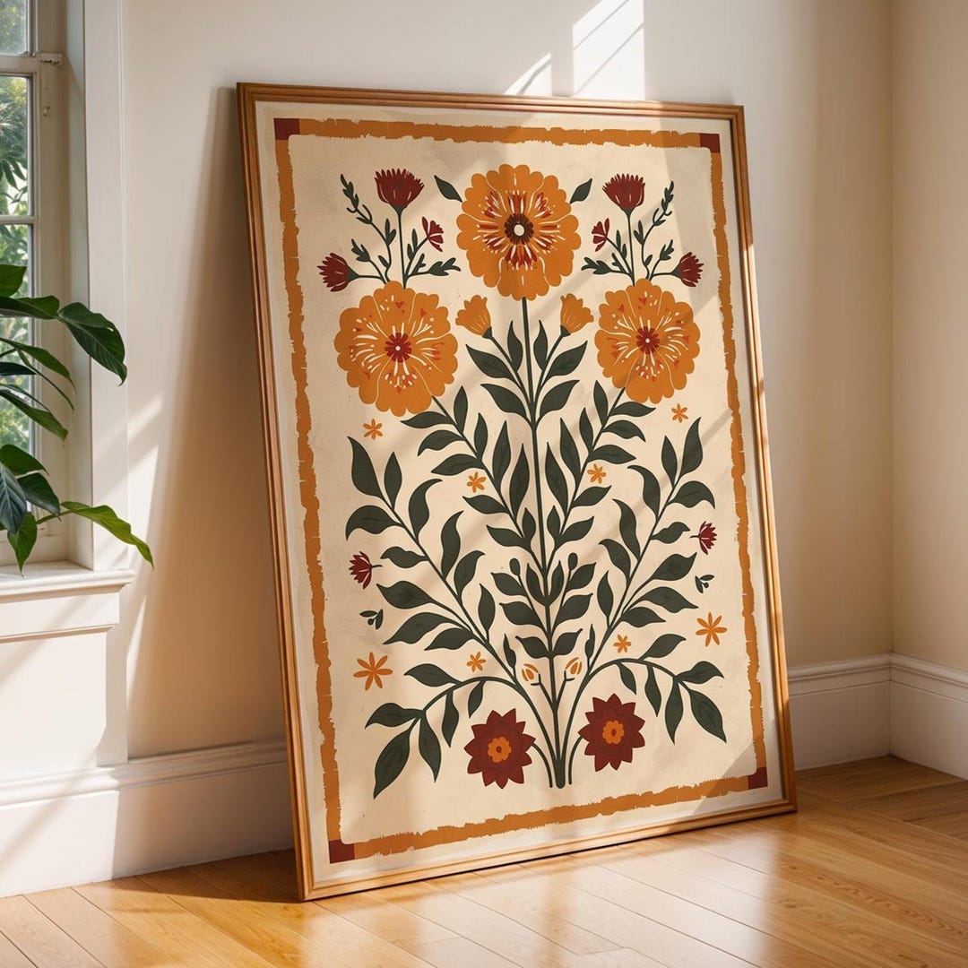 Mexican Folk Art Floral Print Digital Download Hispanic Heritage Wall ...