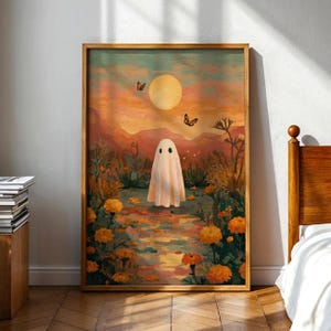 Ringelblumen Geist Kunstdruck: Mexikanische Volkskunst Halloween Dekor (Digitaler Download)