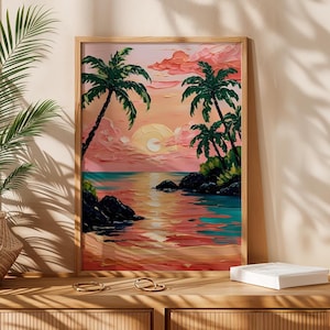 Kailua Bay Sunset Art Print: Tropical Beach House Decor (Digital Download)