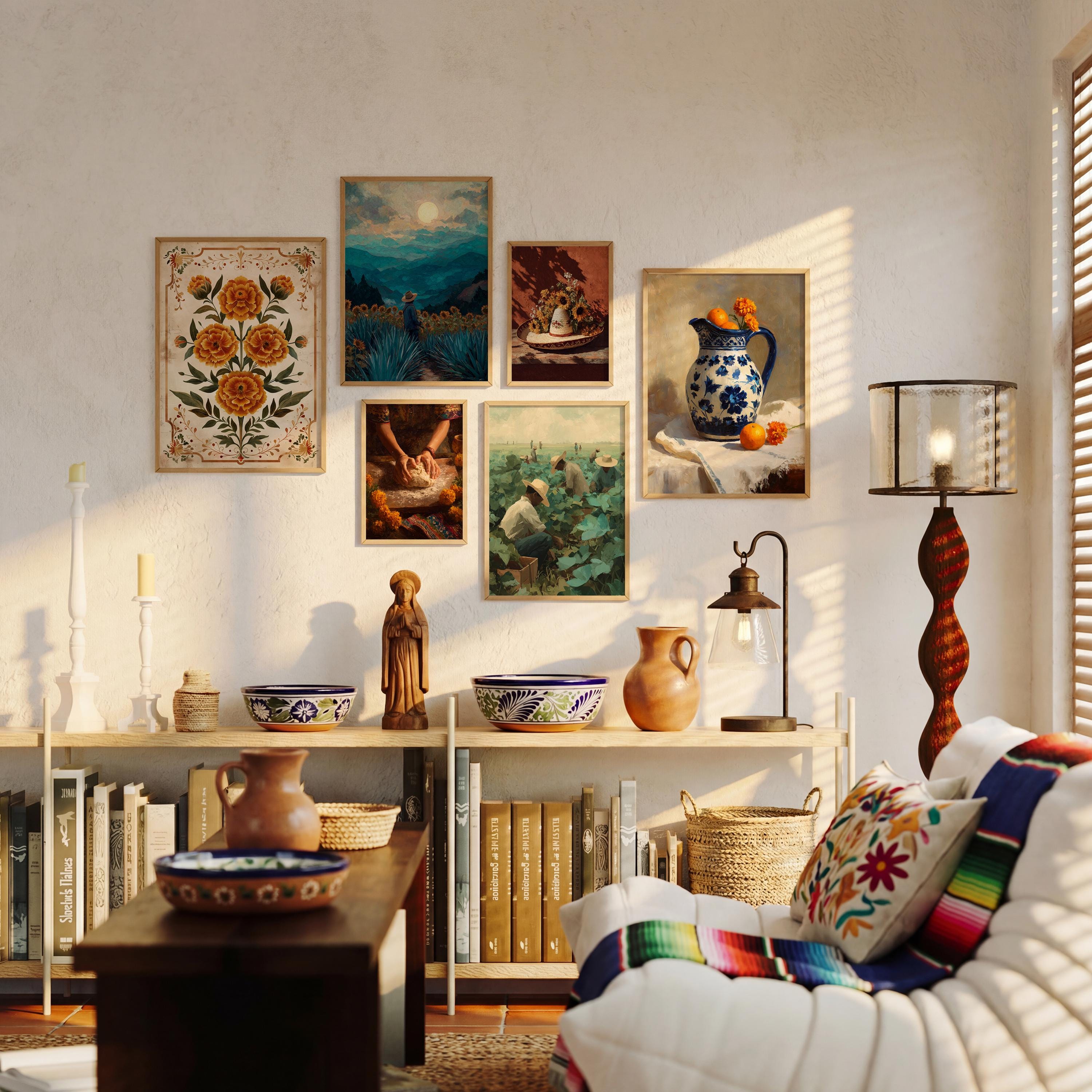 200+ Mexican Folk Art Print Bundle | Mexican Wall Art Decor | Hacienda ...