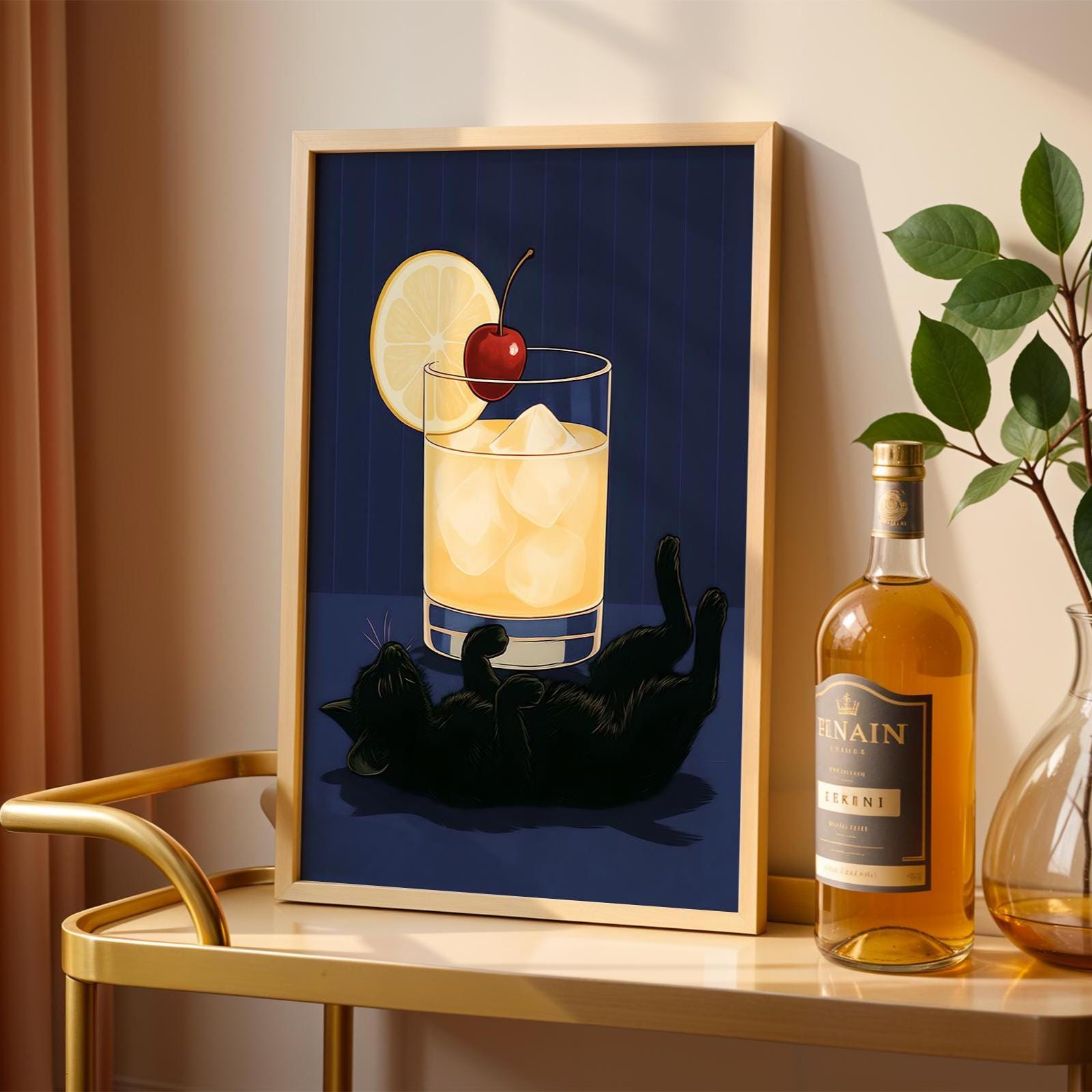Black Cat Cocktails Wall Art Set of 6 Digital Prints Retro Bar Decor ...