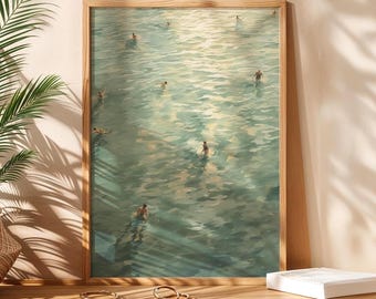 Akwarela z pływakami: Coastal Beach Lake House Art (do pobrania w wersji cyfrowej)