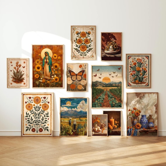 Mexican Heritage Wall Art Set of 12 | Immigrant Pride Prints | Día
