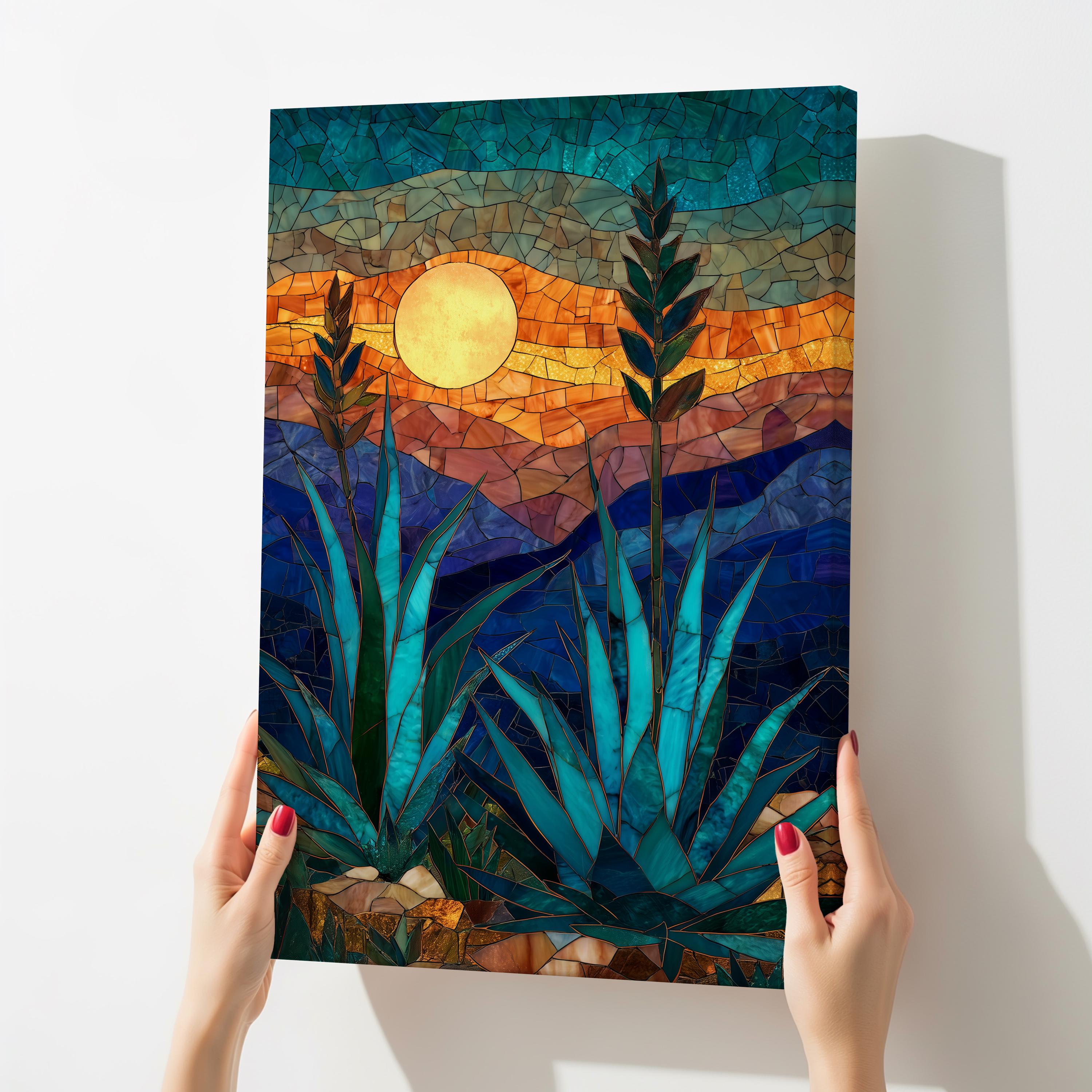 Mexican Agave Wall Art Canvas | Southwestern Desert Sunrise Decor ...