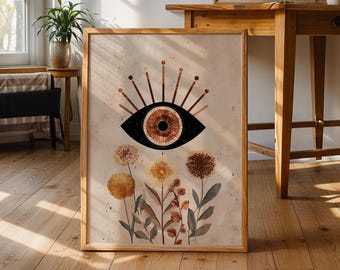 Hispanic Heritage Evil Eye Print: Mexican Folk Art Floral Decor (Digital Download)