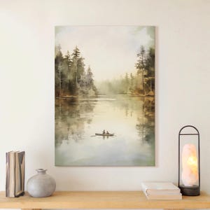 Art mural maison au bord du lac vintage en téléchargement numérique Decor du lac Cottagecore imprimable impression rustique du lac carte postale aquarelle art de la vie au lac