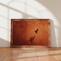 Mexican Hummingbird Unframed Poster | Terracotta Adobe Shadow Wall Art | Minimal Desert Bird Decor | Southwestern Neutral Print