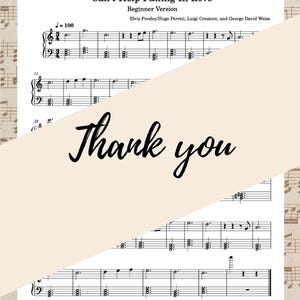 Can&#39;t Help Falling In Love, Easy Piano Music Sheet, Learn Piano Elvis, Piano Solo, Beginner Version, For Him, For Her, For Love, Learn Piano