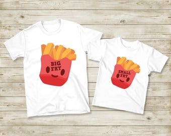 Camisetas de papas fritas grandes y pequeñas, divertida camiseta de papas fritas a juego, camisetas de papas fritas para mamá y yo, camiseta de fin de semana, camiseta de papas fritas, amantes de la comida rápida