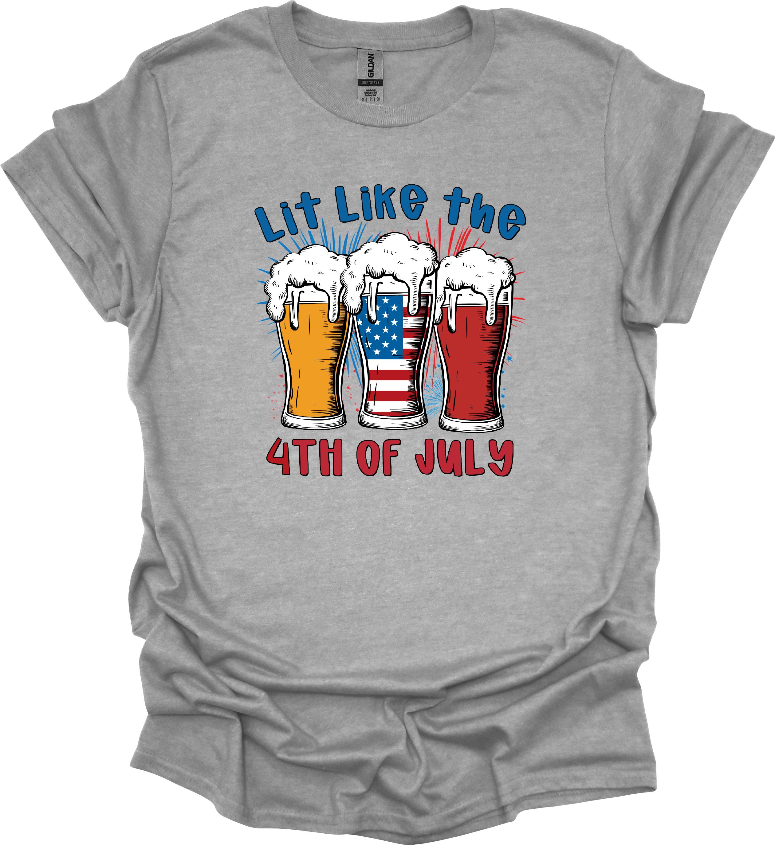 Lit Like The 4th of July Shirt, Funny Beer Independence Day T-Shirt, Red White Beer Shirt, July 4th shirt for women, USA Shirt, Merica Shirt
