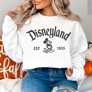 Disneyland Est 1955 Embroidered Sweatshirt, Cute Mickey Embroidery Comfort Colors Shirt, Vintage Retro Disneyland Embroidered Hoodie Sweater