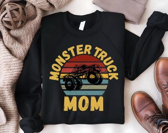 Monster Truck Mama Sweatshirt, Pregnant Mom T-Shirt, Vintage Monster Truck Shirt, Boy Birthday Party Shirt, New Mom Tee, Baby Shower Gifts